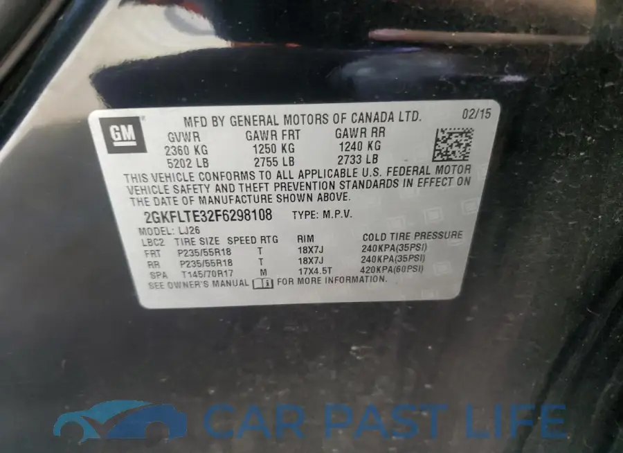 2GKFLTE32F6298108# 13