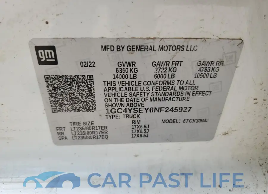 1GC4YSEY6NF245927# 12