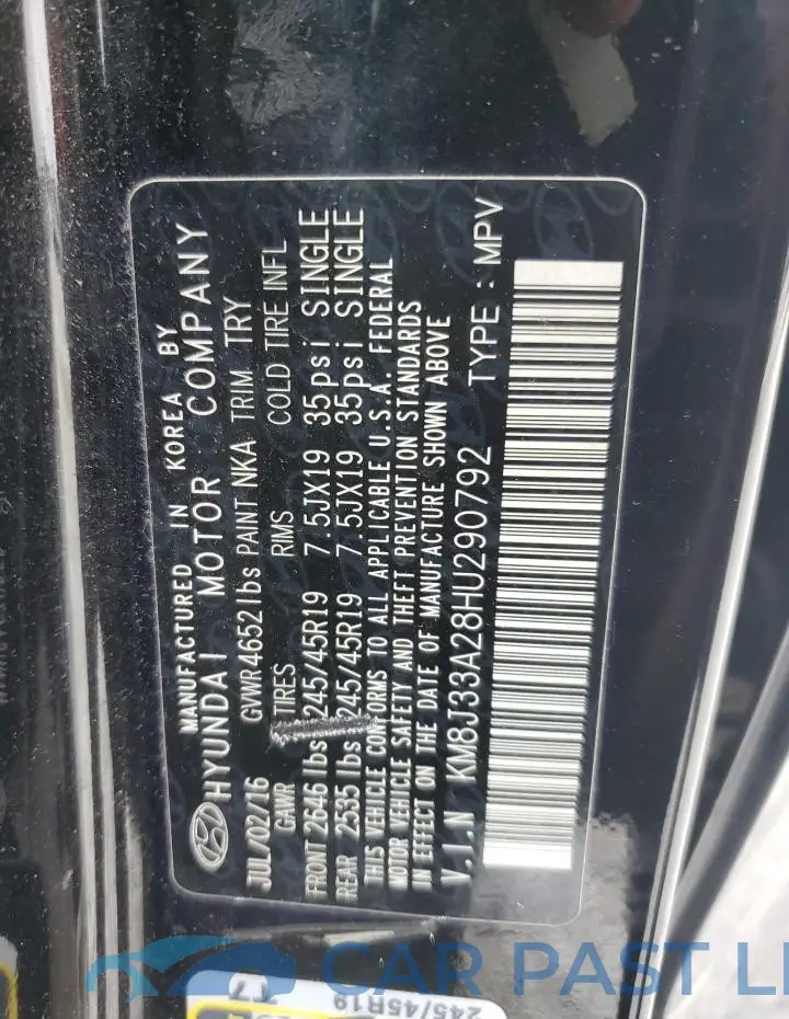 KM8J33A28HU290792# 12