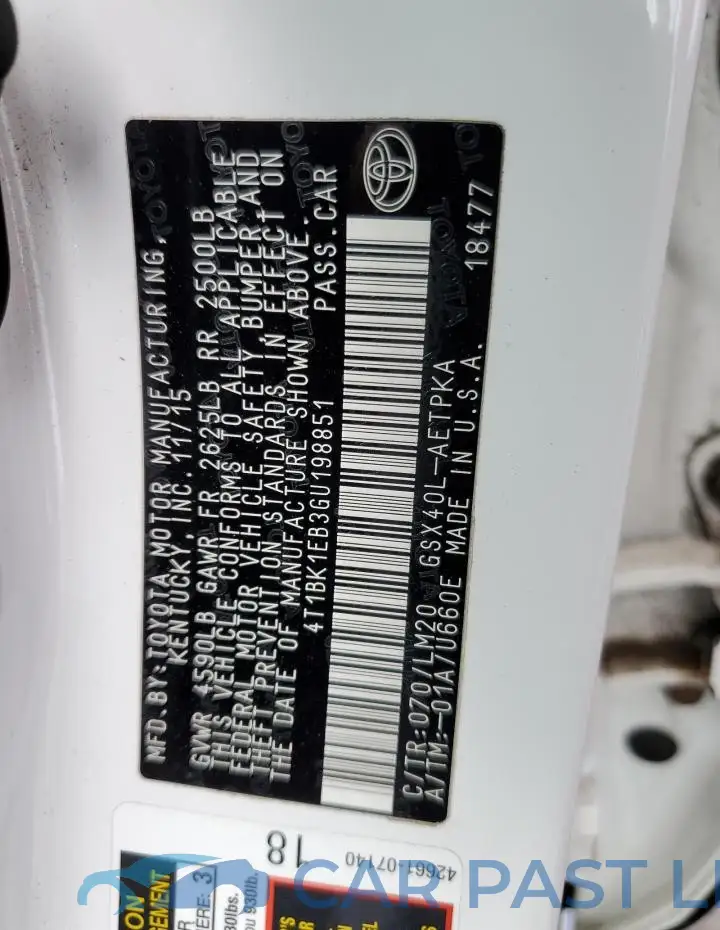 4T1BK1EB3GU198851# 12