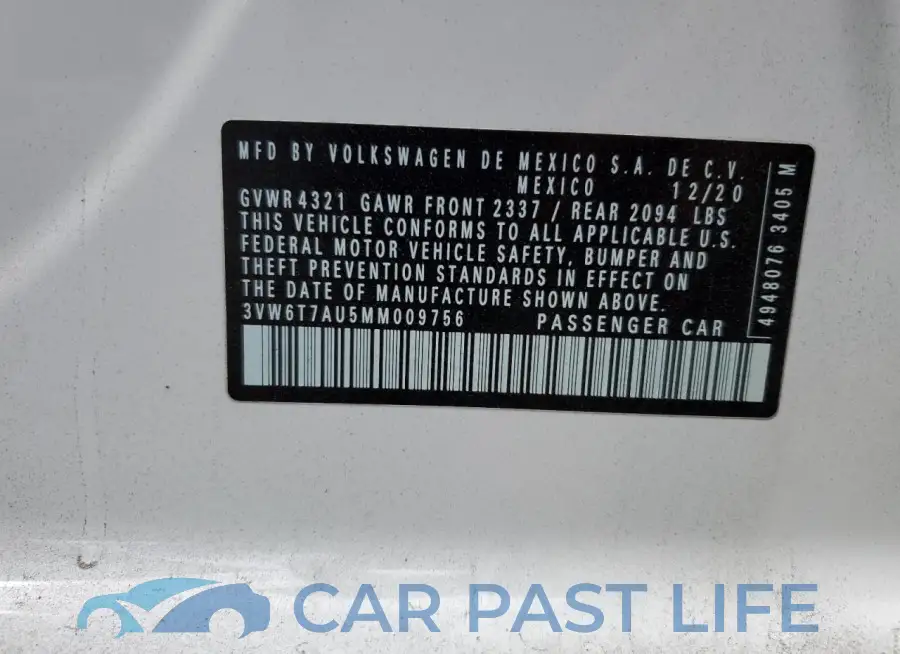 3VW6T7AU5MM009756# 12