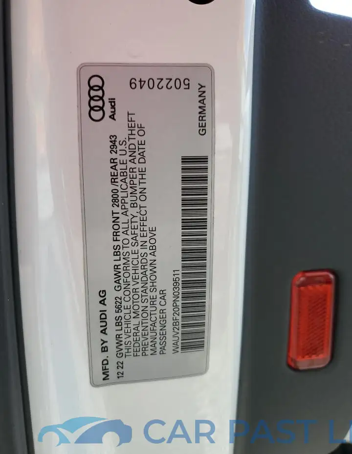 WAUV2BF20PN039511# 13