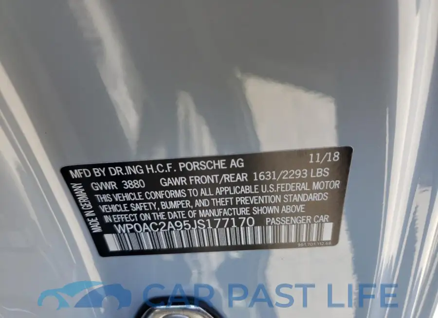 WP0AC2A95JS177170# 12