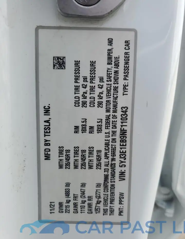 5YJ3E1EB9NF110343# 13
