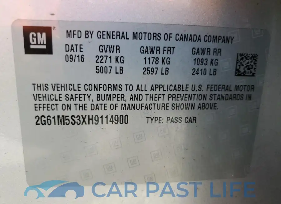 2G61M5S3XH9114900# 12