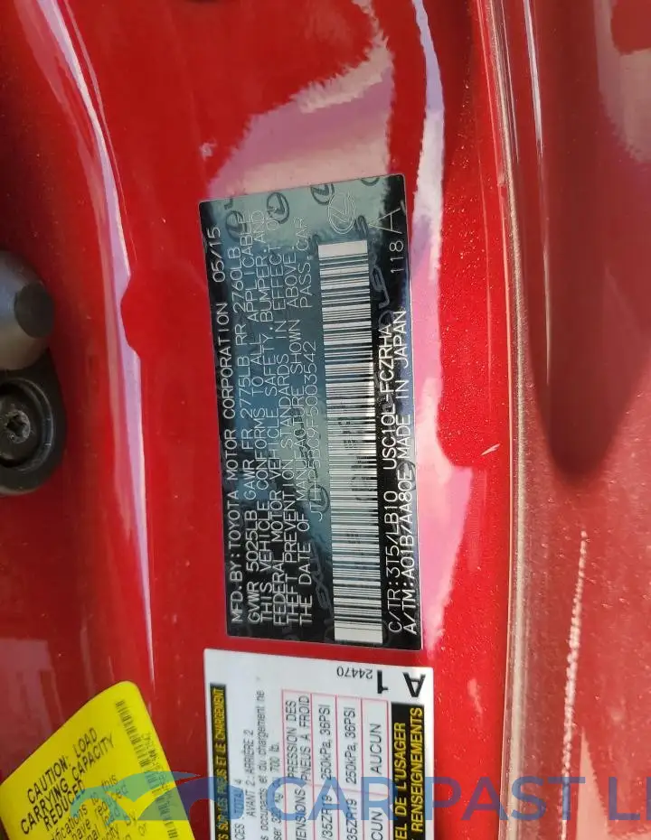 JTHHP5BC9F5003542# 12