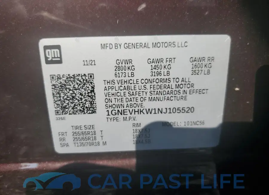 1GNEVHKW1NJ105520# 13