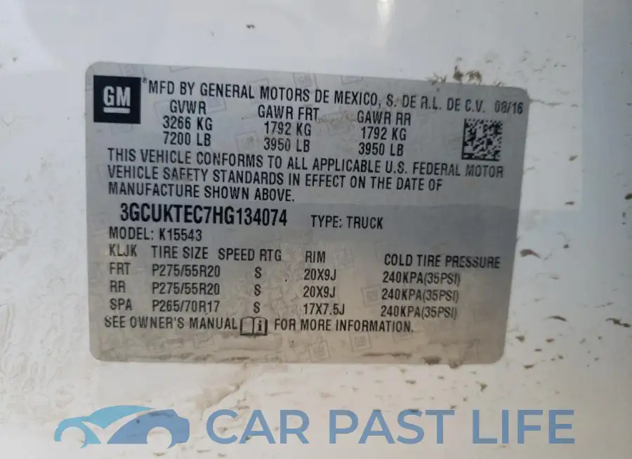 3GCUKTEC7HG134074# 12