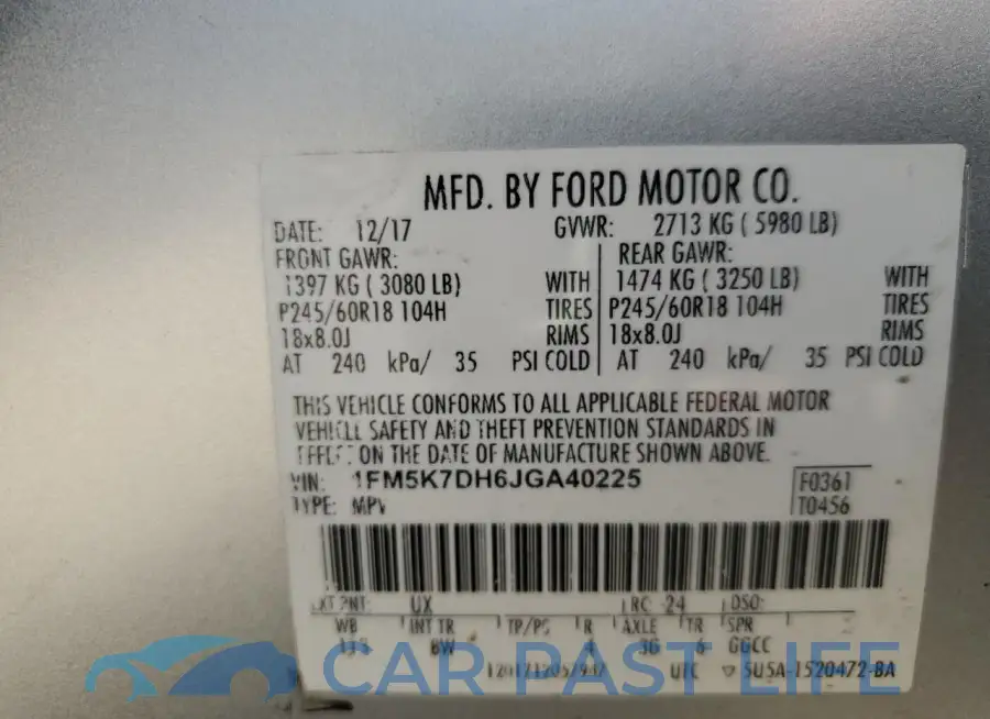 1FM5K7DH6JGA40225# 13