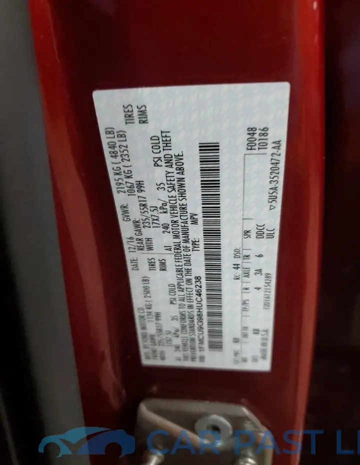 1FMCU9G98HUC46238# 13