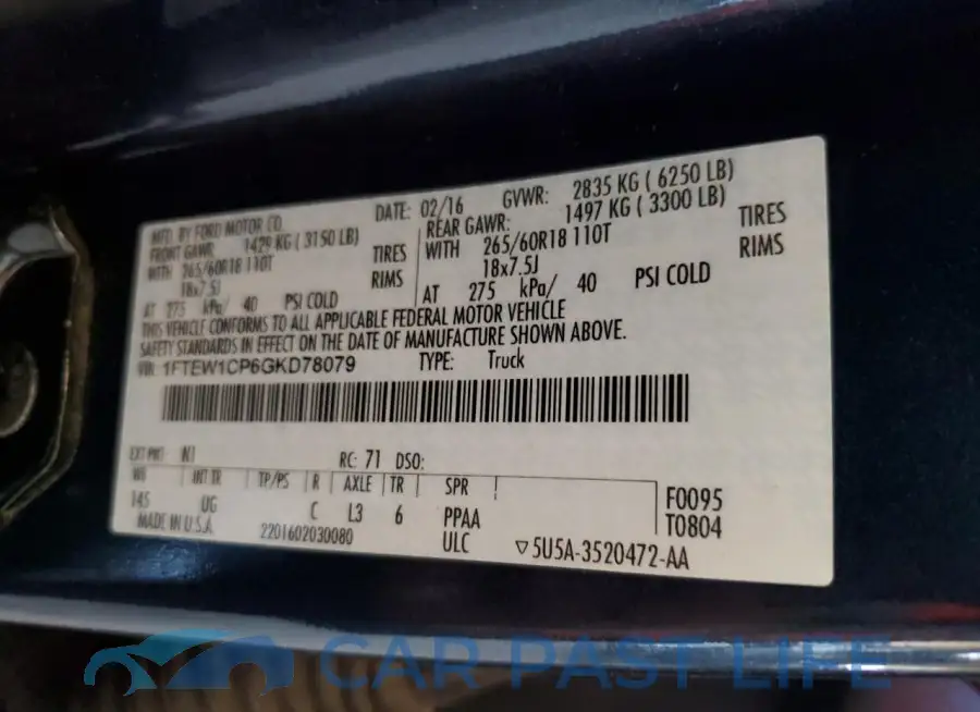 1FTEW1CP6GKD78079# 12
