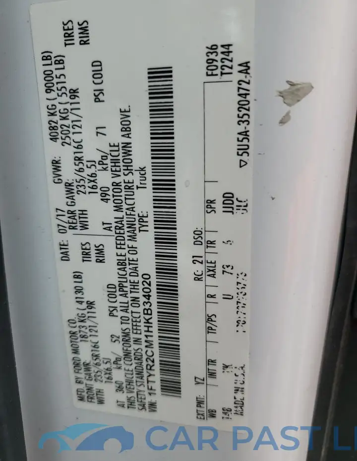 1FTYR2CM1HKB34020# 13