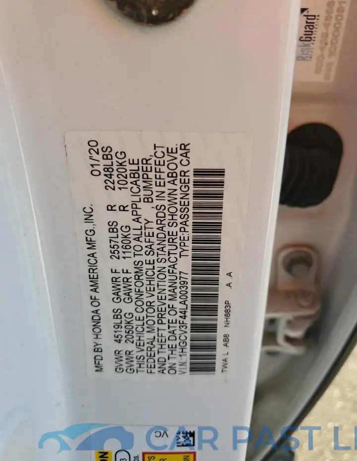 1HGCV3F44LA003977# 12