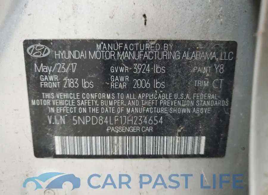 5NPD84LF1JH234654# 12
