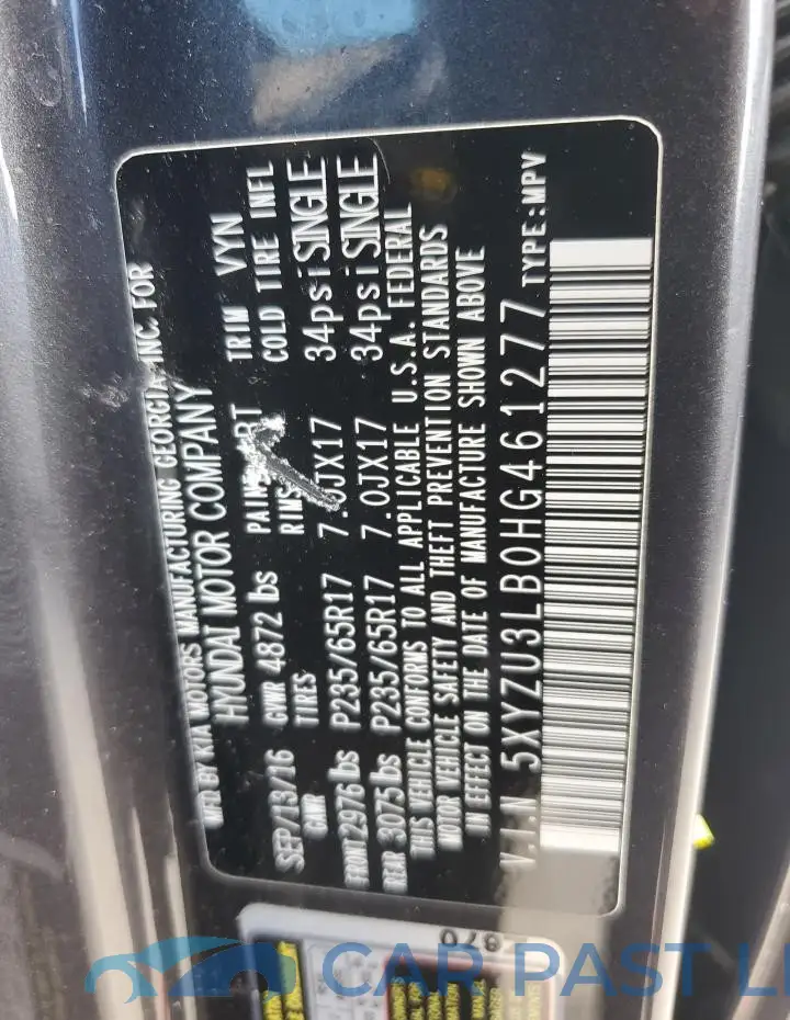 5XYZU3LB0HG461277# 13