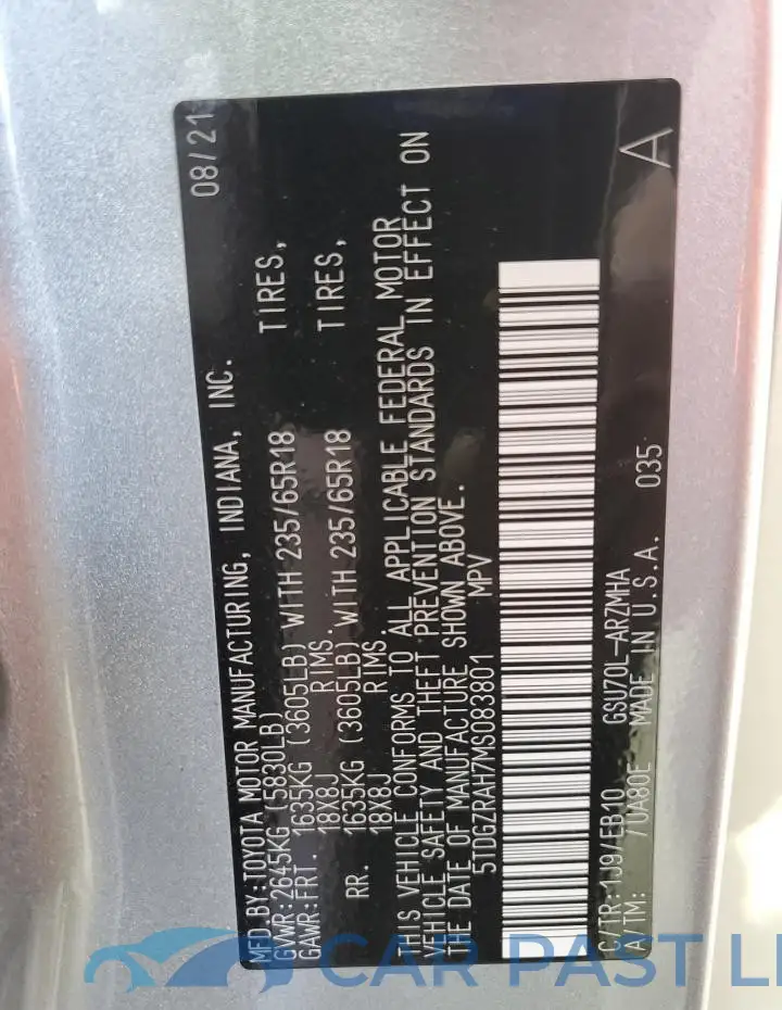5TDGZRAH7MS083801# 14