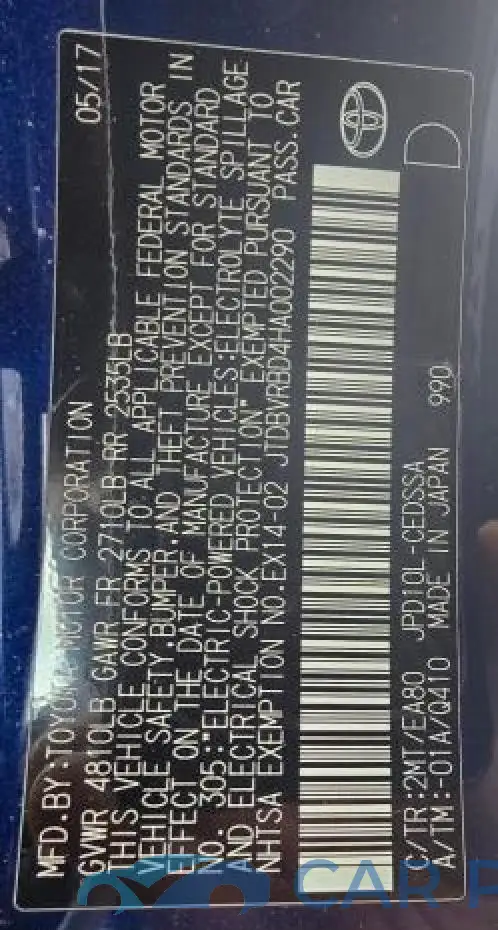 JTDBVRBD4HA002290# 10