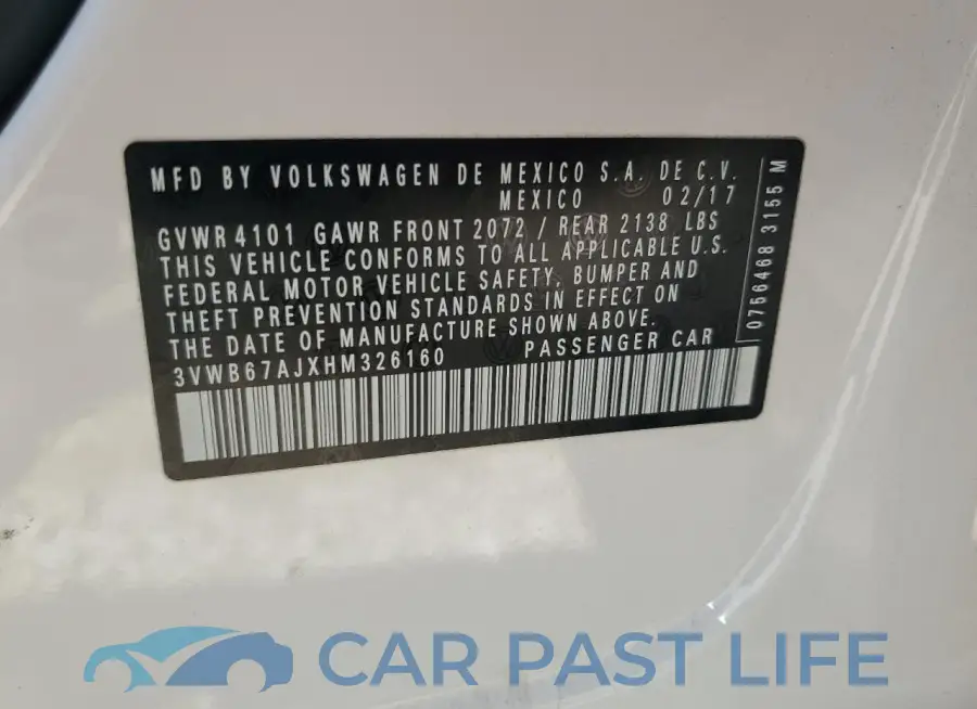 3VWB67AJXHM326160# 12