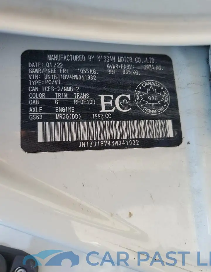 JN1BJ1BV4NW341932# 14