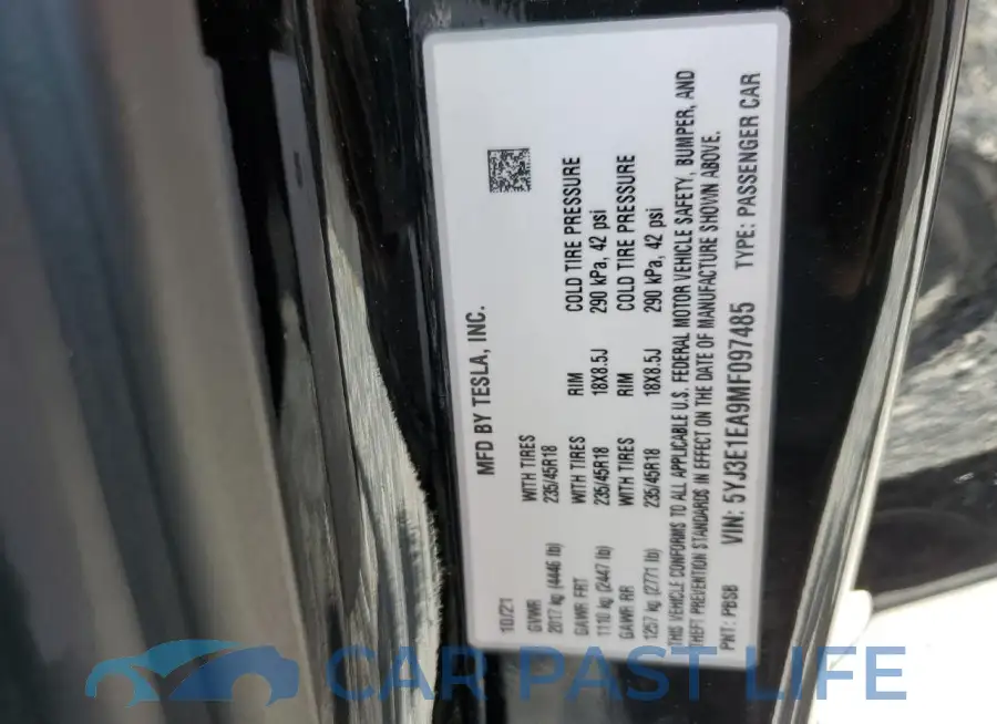 5YJ3E1EA9MF097485# 13