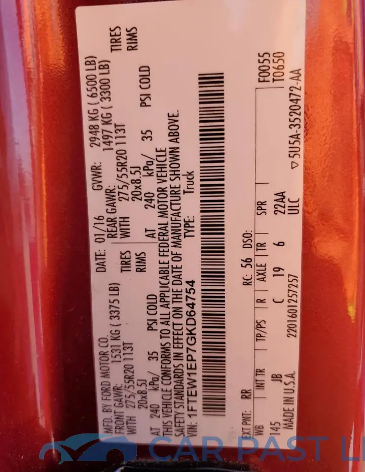 1FTEW1EP7GKD64754# 12