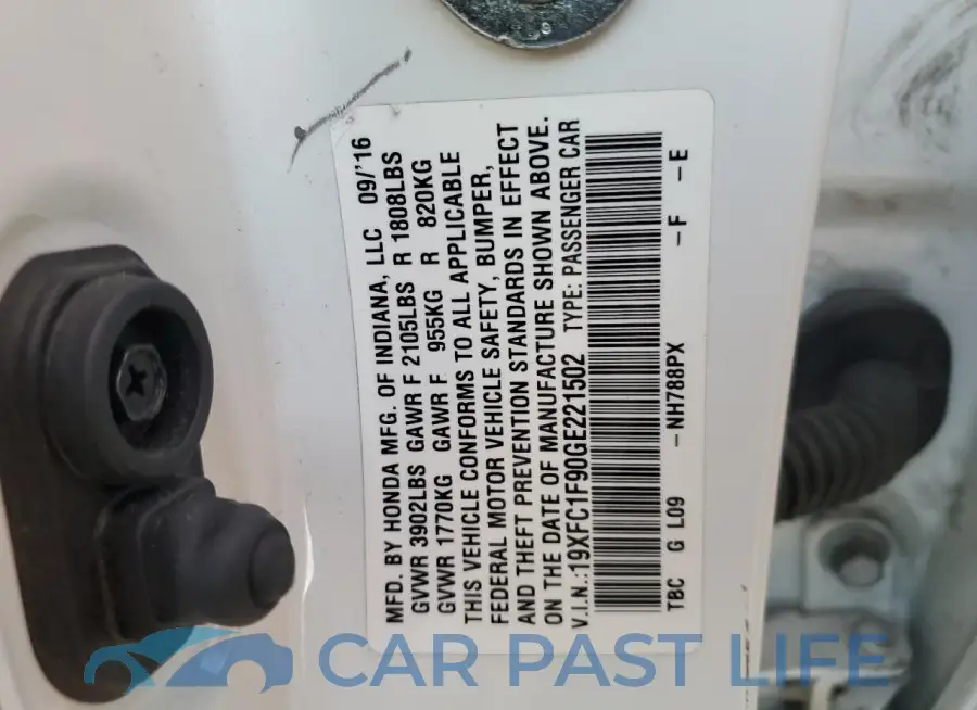 19XFC1F90GE221502# 12
