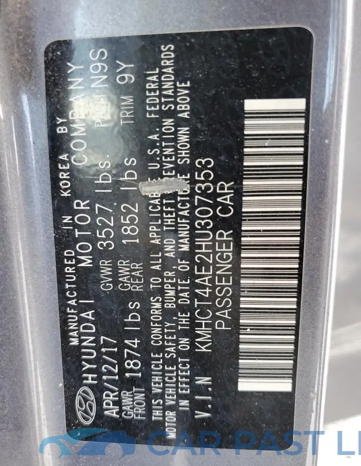 KMHCT4AE2HU307353# 12