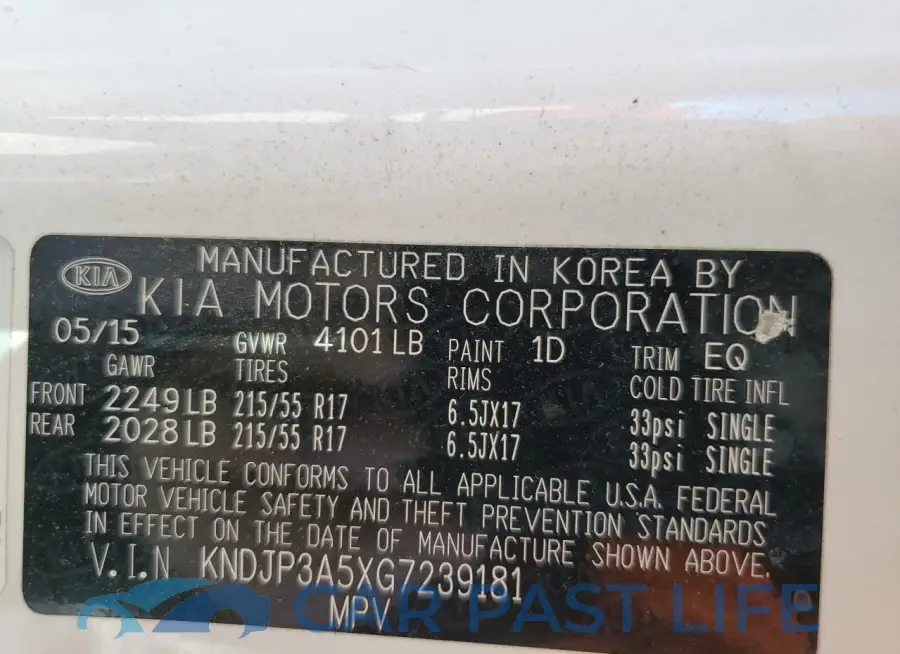 KNDJP3A5XG7239181# 13