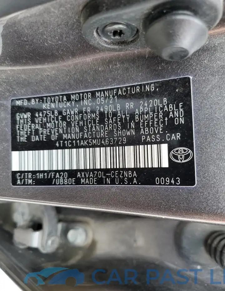 4T1C11AK5MU463729# 12