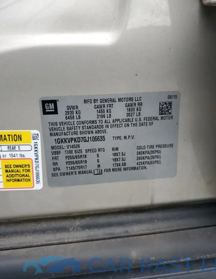 1GKKVPKD7GJ106635# 13