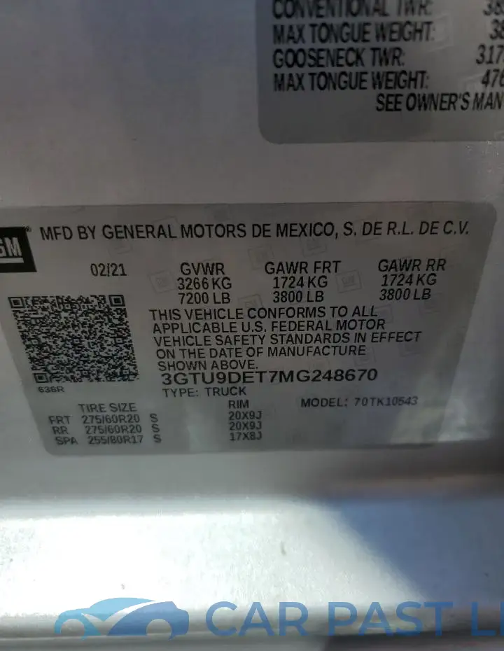 3GTU9DET7MG248670# 12