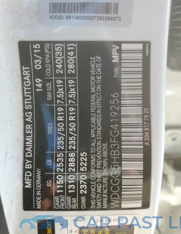 WDCGG5HB3FG419256# 12