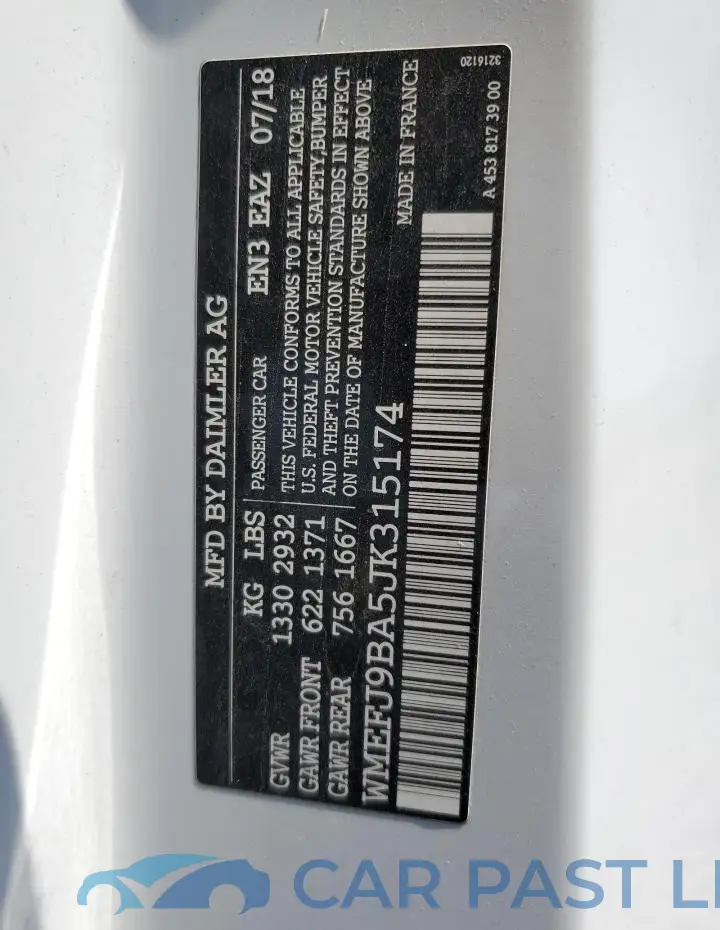 WMEFJ9BA5JK315174# 12
