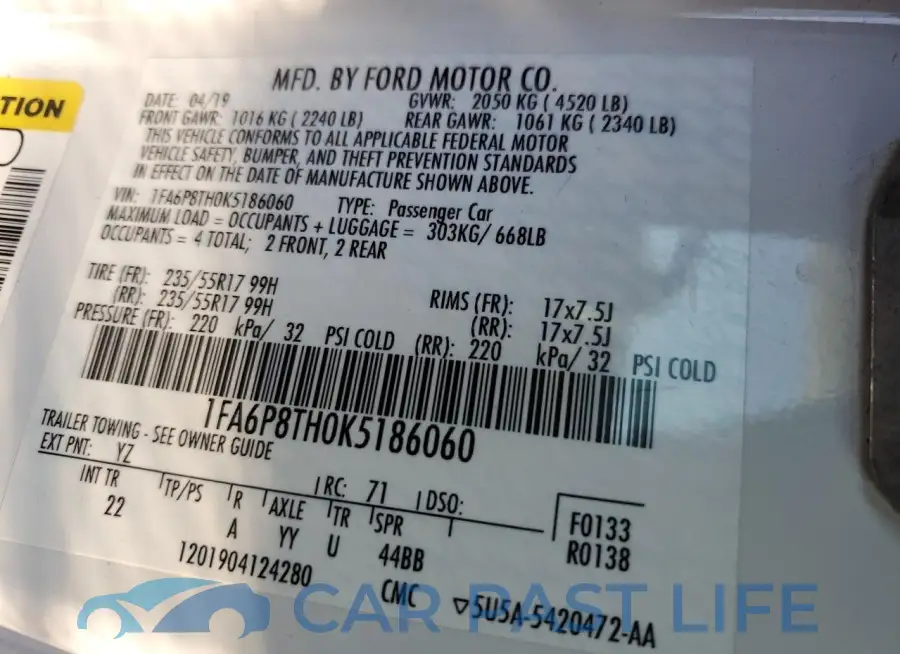 1FA6P8TH0K5186060# 12