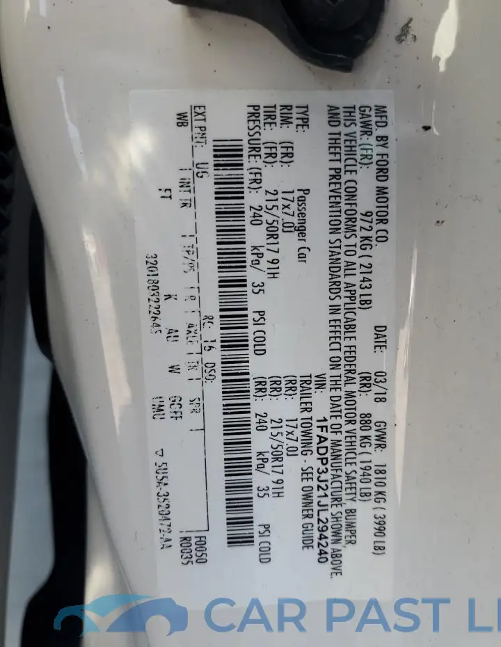 1FADP3J21JL294240# 12