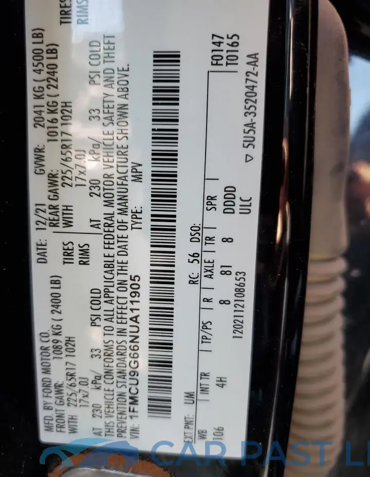 1FMCU9G66NUA11905# 12