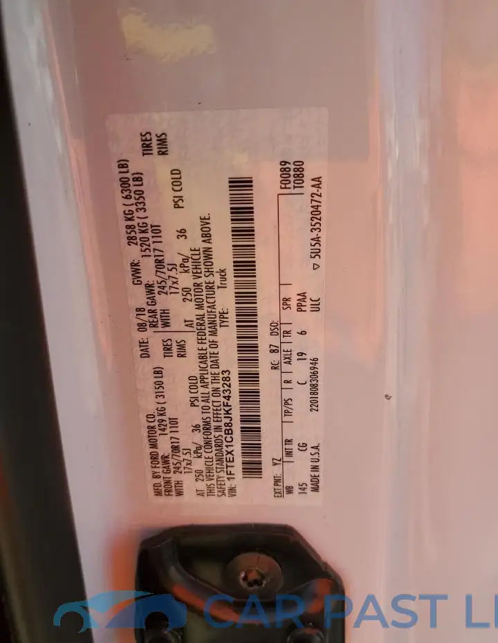 1FTEX1CB8JKF43283# 12