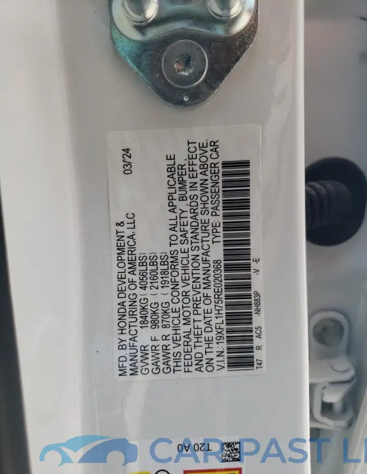 19XFL1H75RE020368# 12
