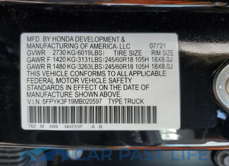 5FPYK3F19MB020597# 12