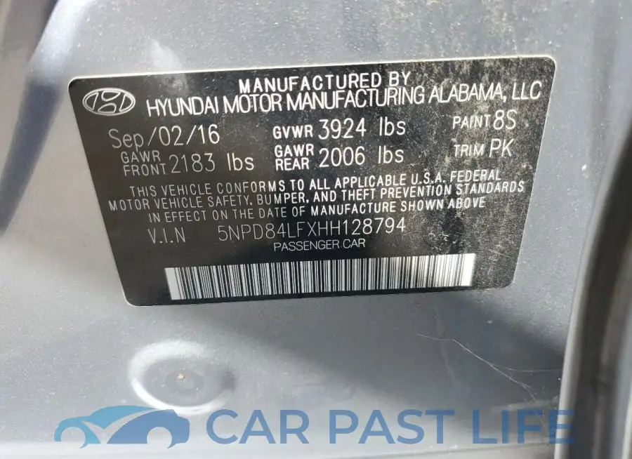 5NPD84LFXHH128794# 12