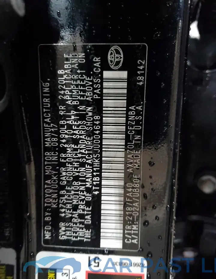 4T1B11HK5JU004648# 13