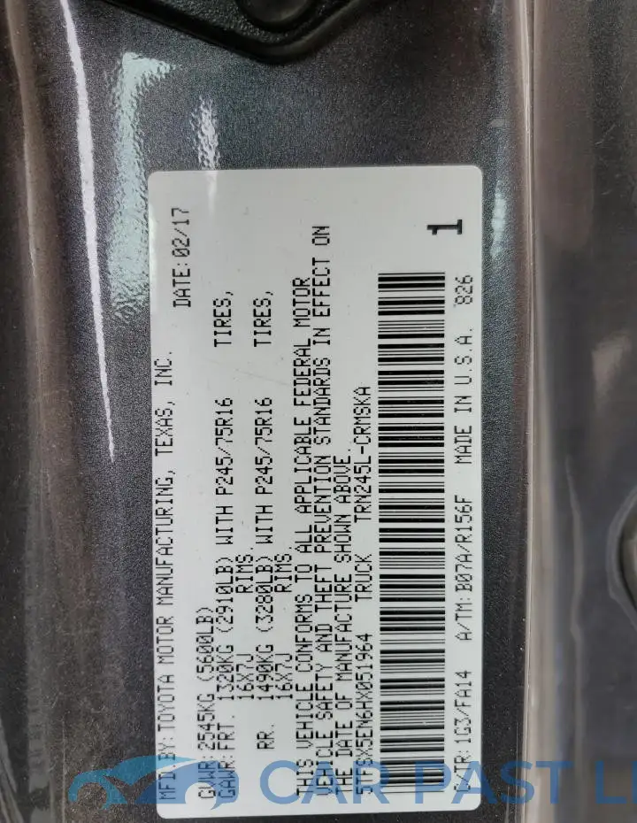 5TFSX5EN6HX051964# 12