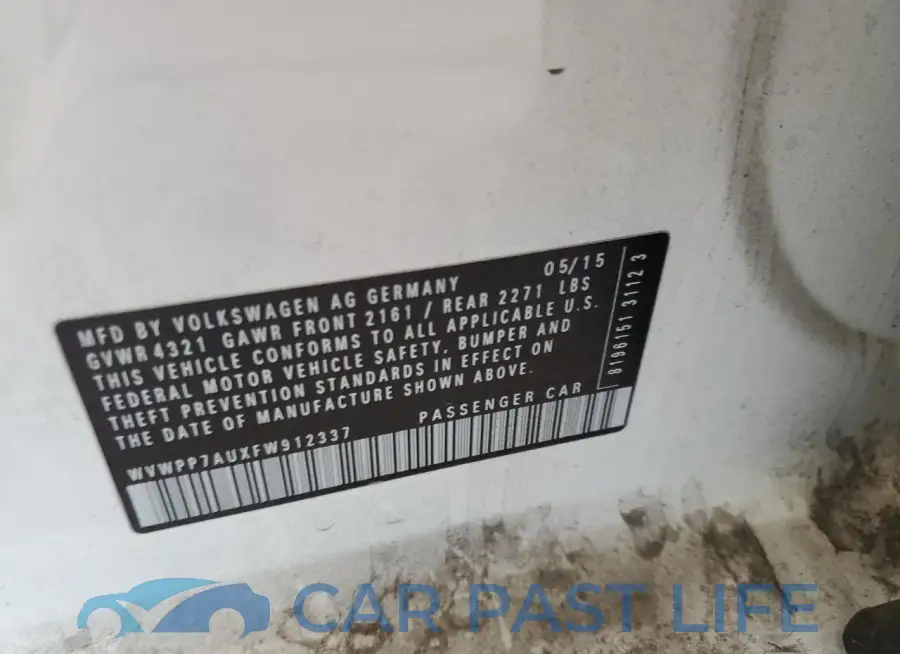 WVWPP7AUXFW912337# 12