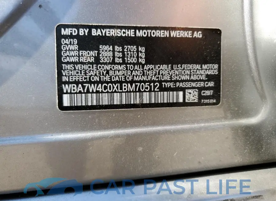 WBA7W4C0XLBM70512# 12
