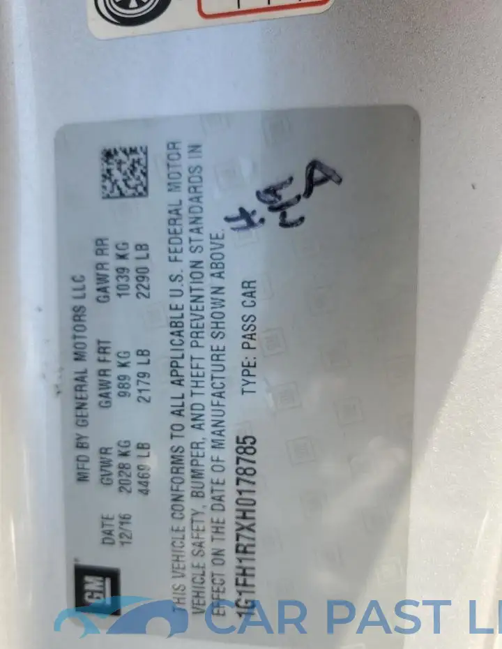 1G1FH1R7XH0178785# 12