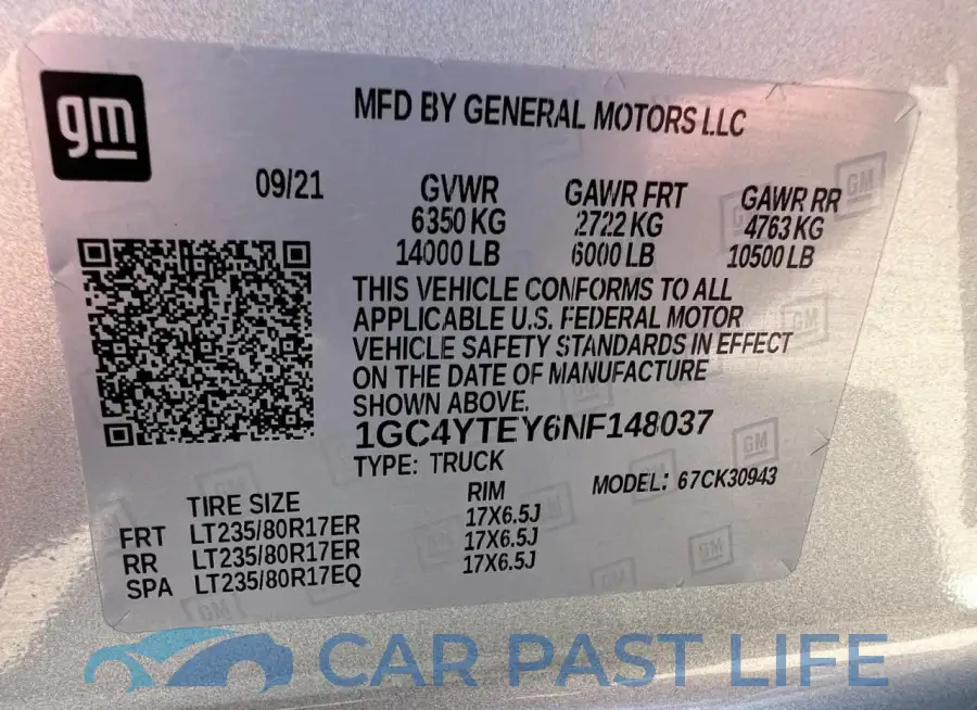1GC4YTEY6NF148037# 10