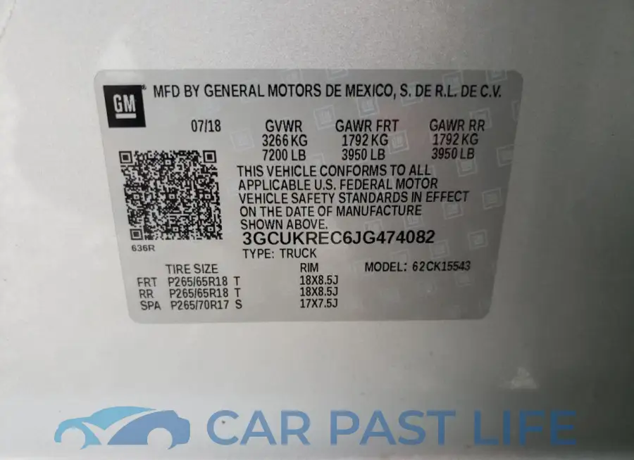 3GCUKREC6JG474082# 12