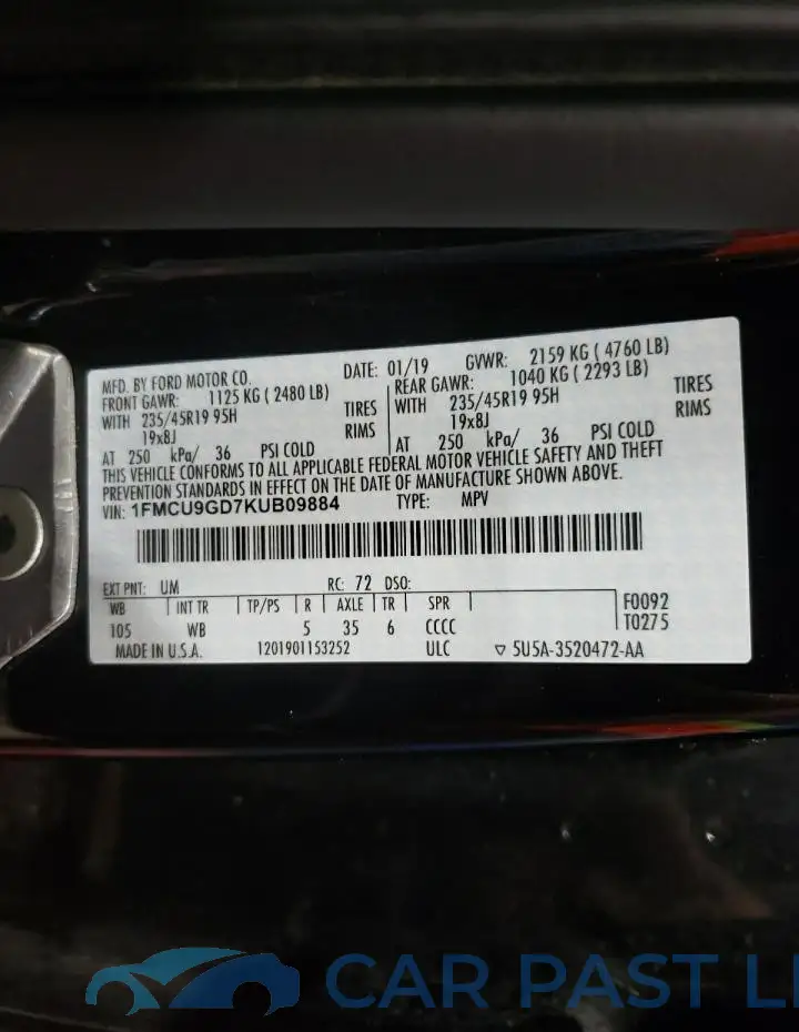 1FMCU9GD7KUB09884# 13