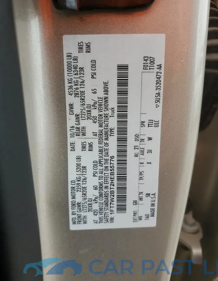 1FT7W2BT2HEB55776# 13