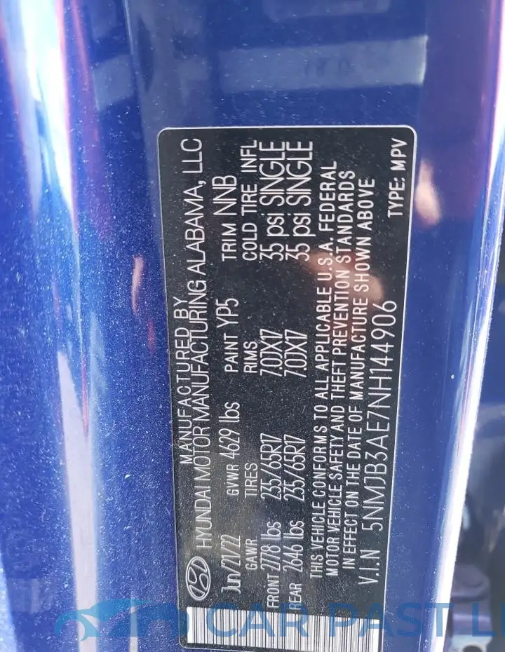 5NMJB3AE7NH144906# 12